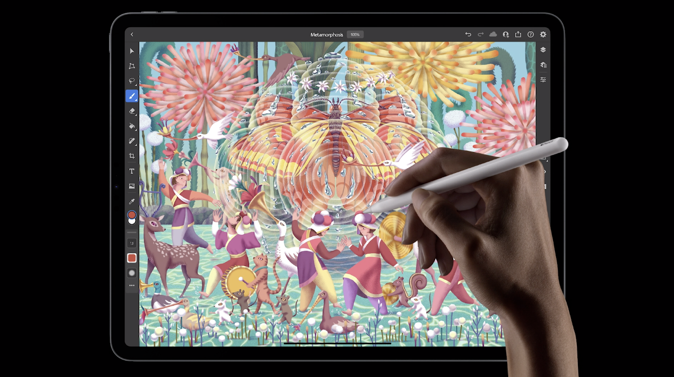 iPad Pro 2021 vs iPad Pro 2020: drawing on the iPad Pro 2021 display