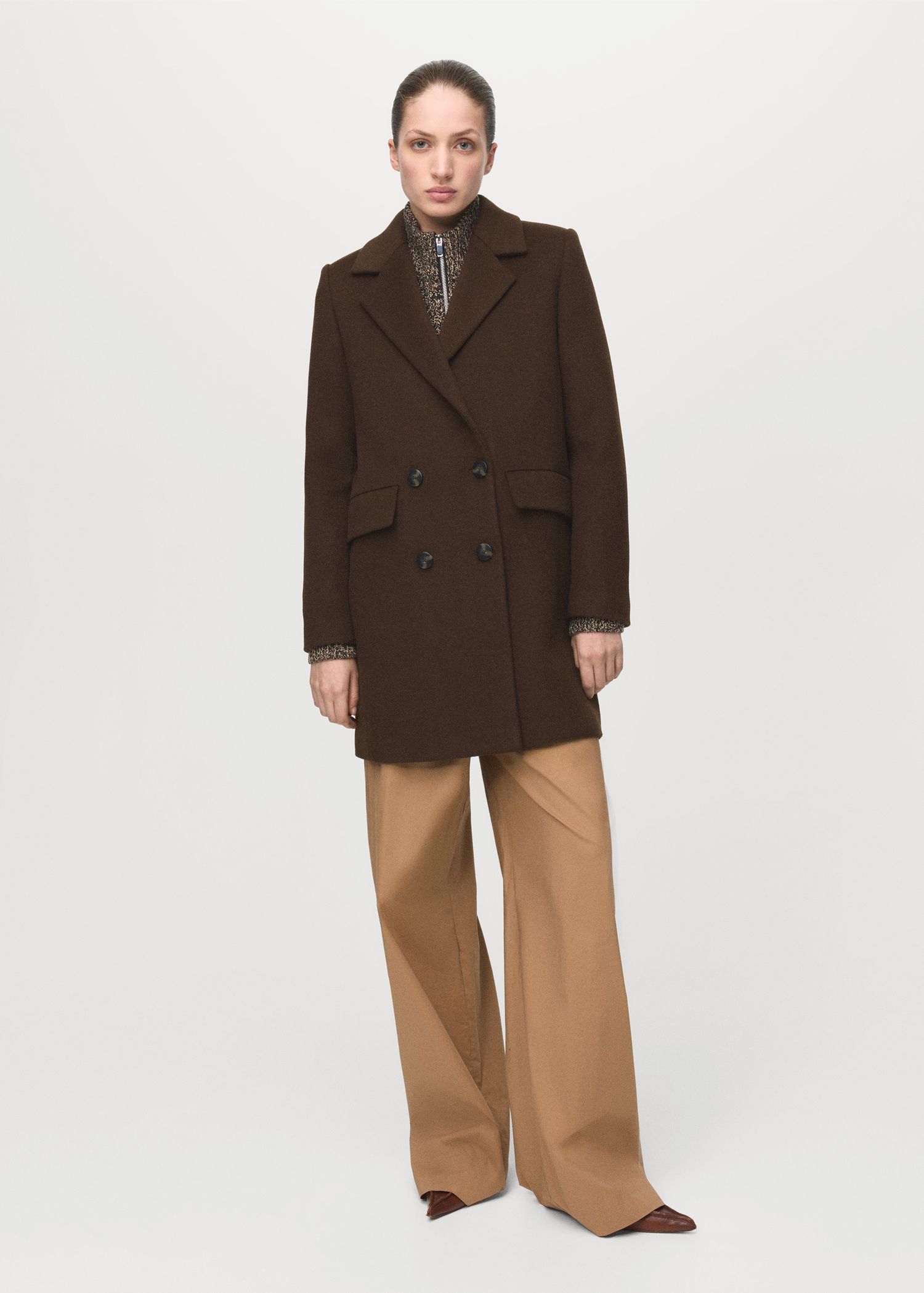 Double-Breasted Wool Blend Coat - Women | Mango United Kingdom