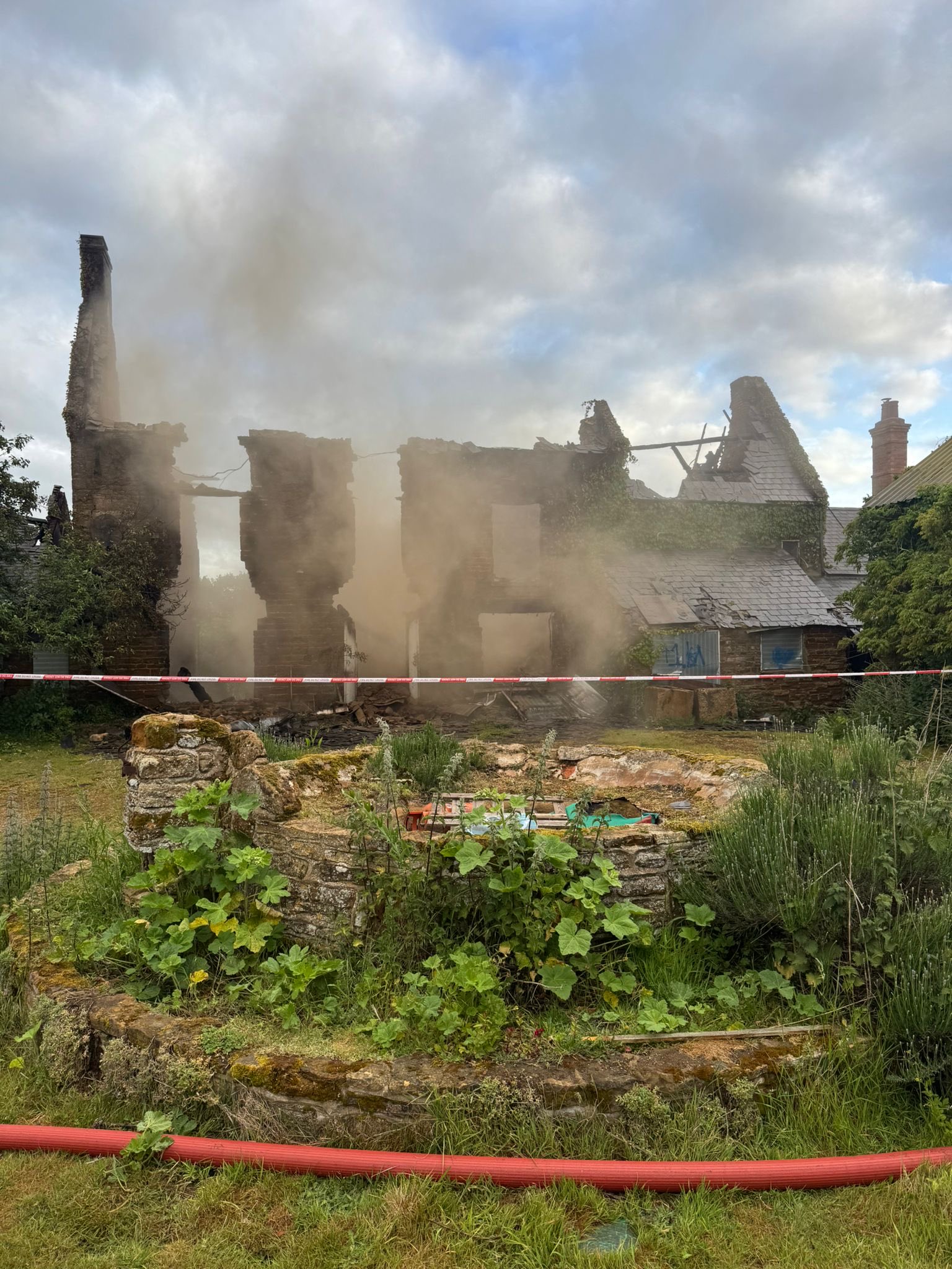A building on the Althorp estate burning down