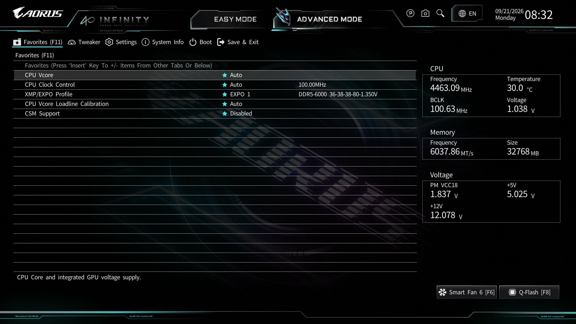 Gigabyte X870 Aorus Infinity - BIOS images
