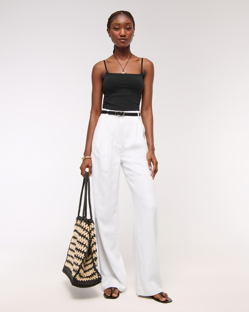 A&amp;amp;f Sloane Linen-Blend Wide Leg Pant