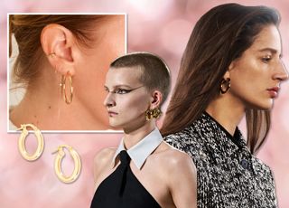 Graphic of fall 2023 jewelry trends of hoop earrings