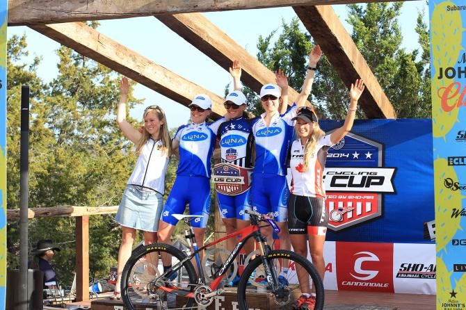 Elite women's podium at the Mellow Johnny's Pro XCT