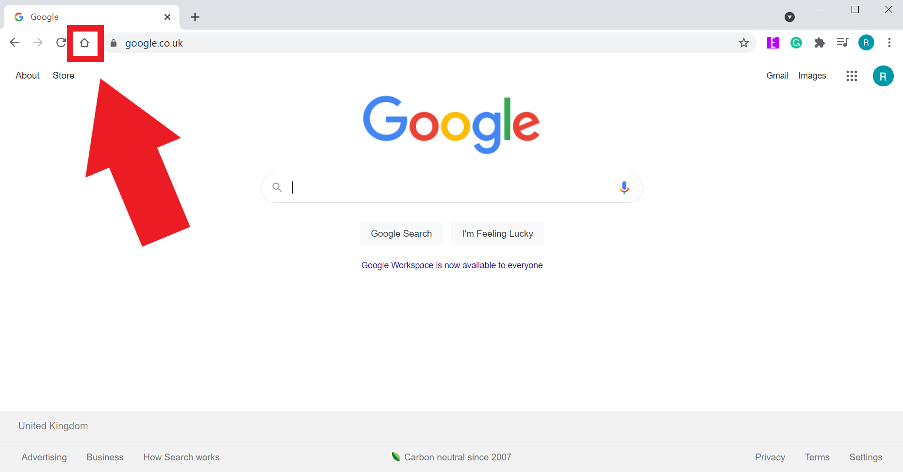 how to set up a homepage in Chrome - home button