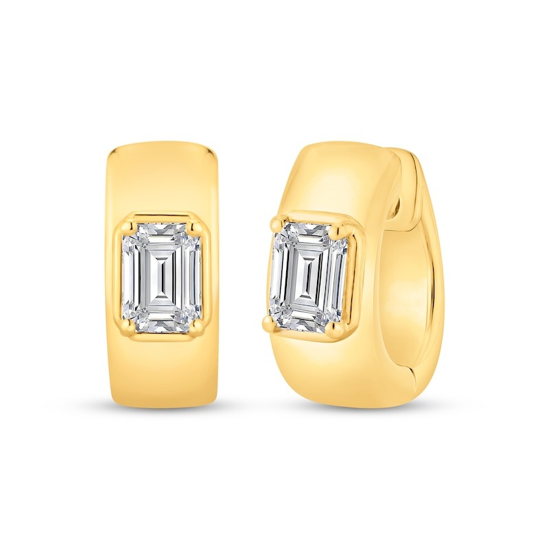 kay, Studio by Kay Lab-Grown Diamonds Emerald-Cut Solitaire Hoop Earrings 1 Ct Tw 24k Yellow Gold Vermeil Sterling Silver (f/si2)