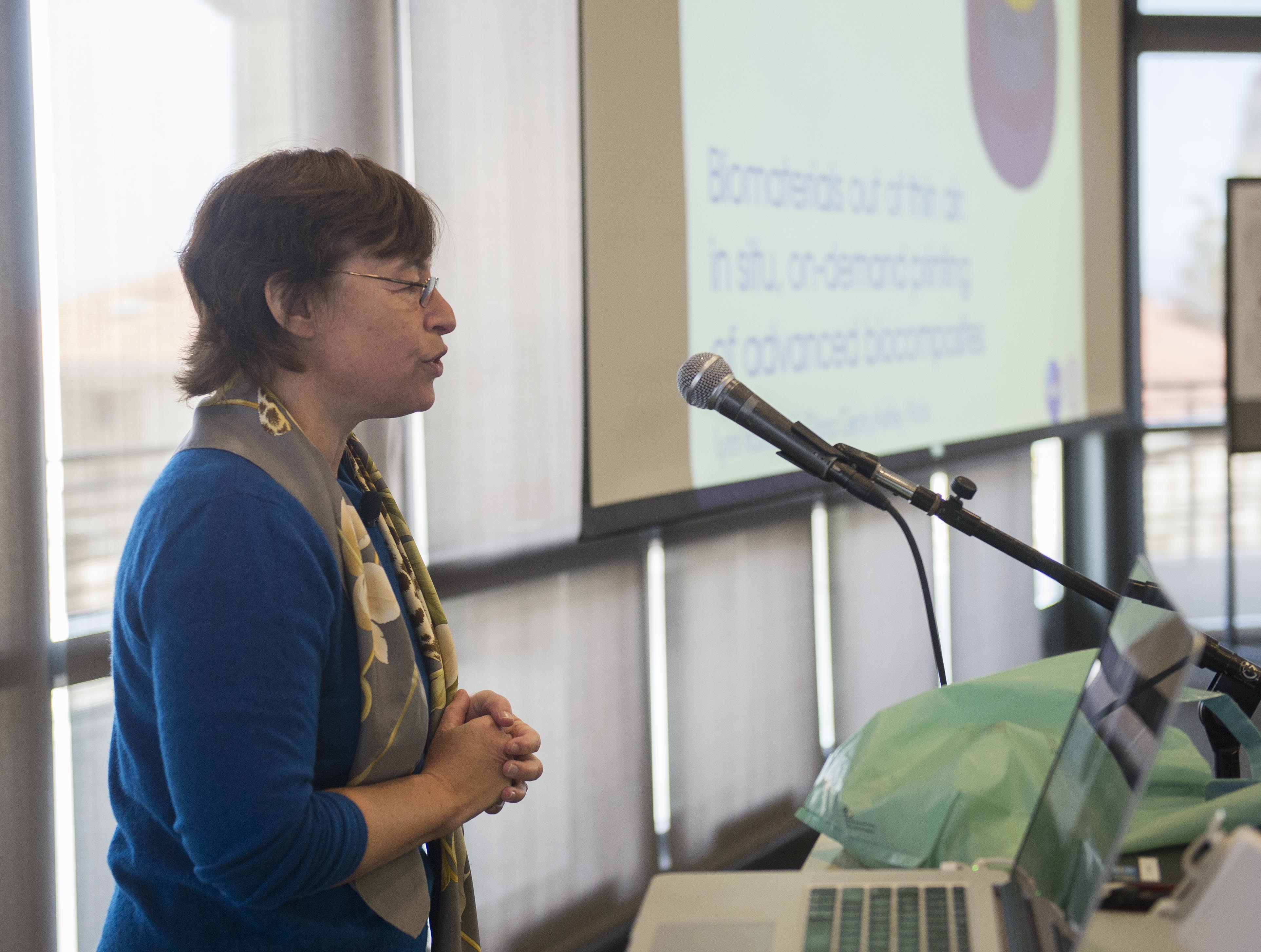 Lynn Rothschild, NASA astrobiologist, outlines how to make biomaterials out of thin air, on-the-spot, on-demand printing of advanced biocomposites at recent NASA's Innovative Advanced Concepts (NIAC) program at Stanford University.