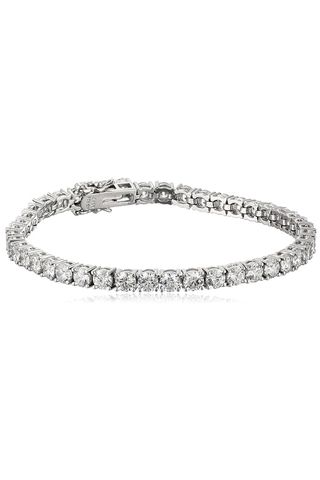 Amazon Essentials Platinum Plated Sterling Silver Tennis Bracelet Set With Round Cut Infinite Elements Cubic Zirconia (16.77 Cttw), 7.25