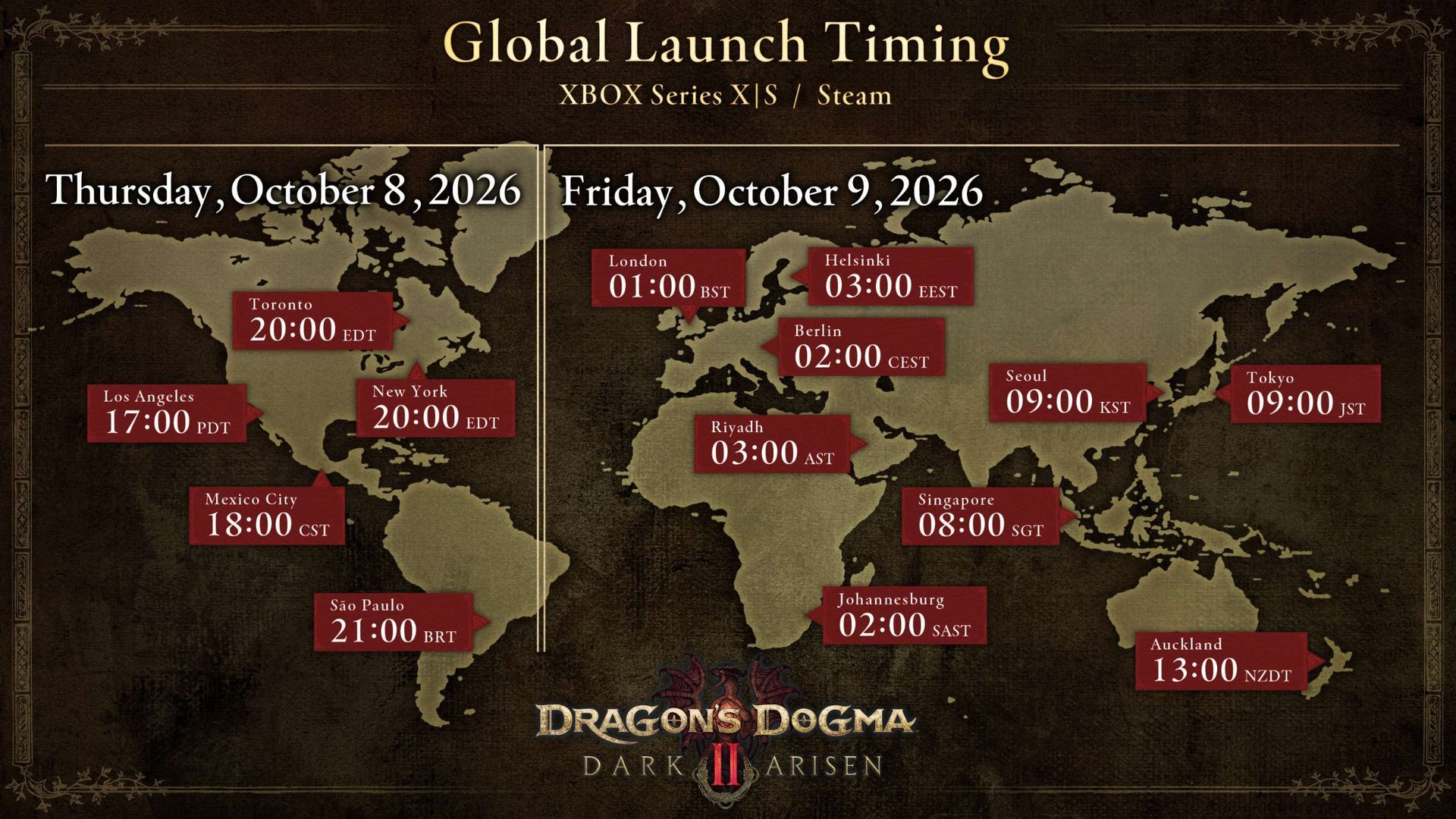 Dragon's Dogma 2: Dark Arisen release times