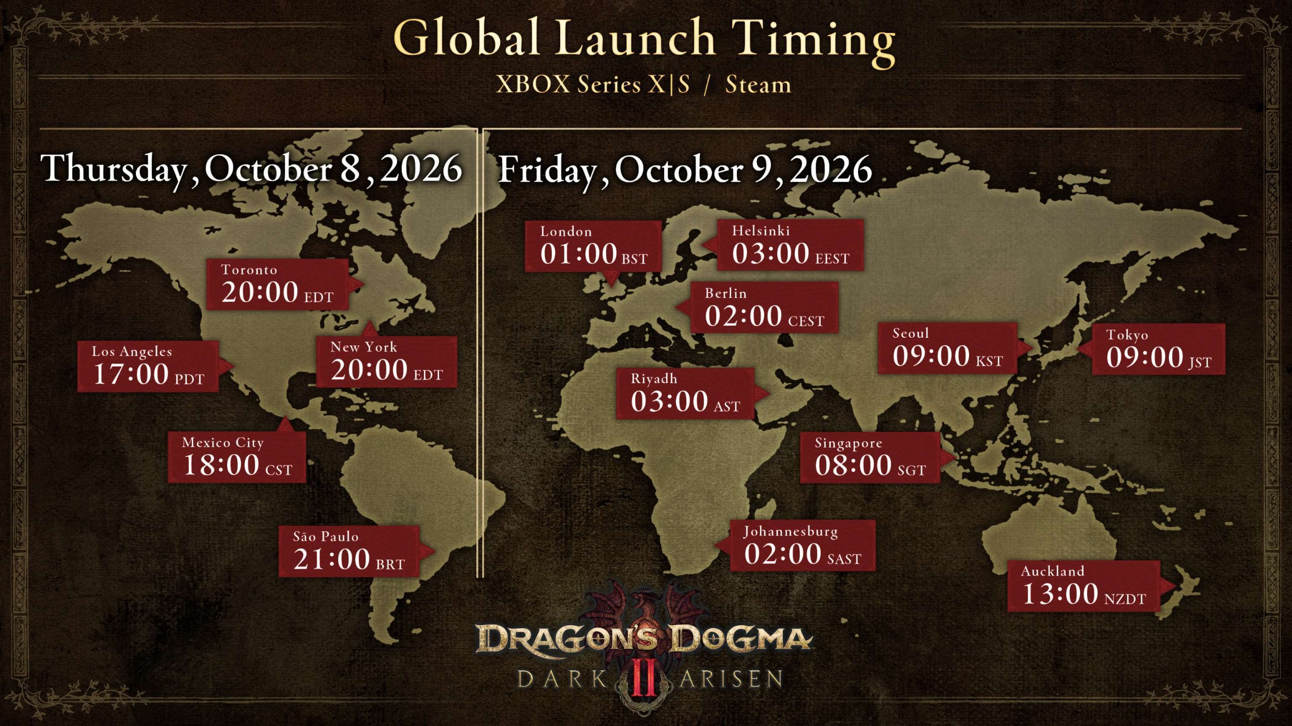 Dragon's Dogma 2: Dark Arisen release times