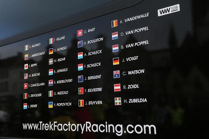 The riders of the 2014 Trek Factory Racing team