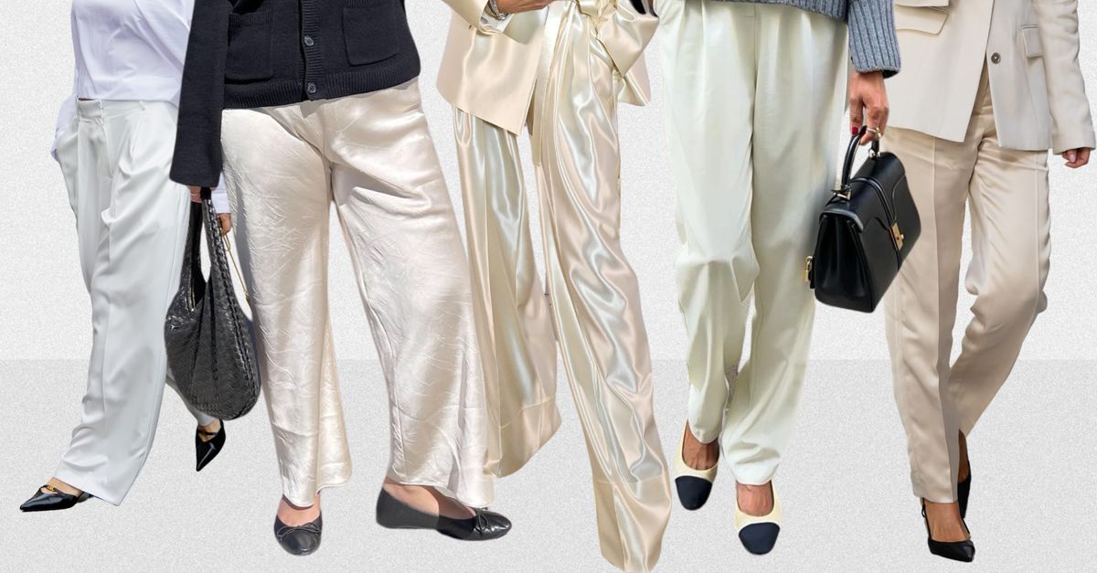 Londoners Are Now Wearing Cream Satin Trousers Instead of Jeans