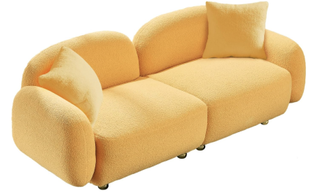 yellow boucle couch