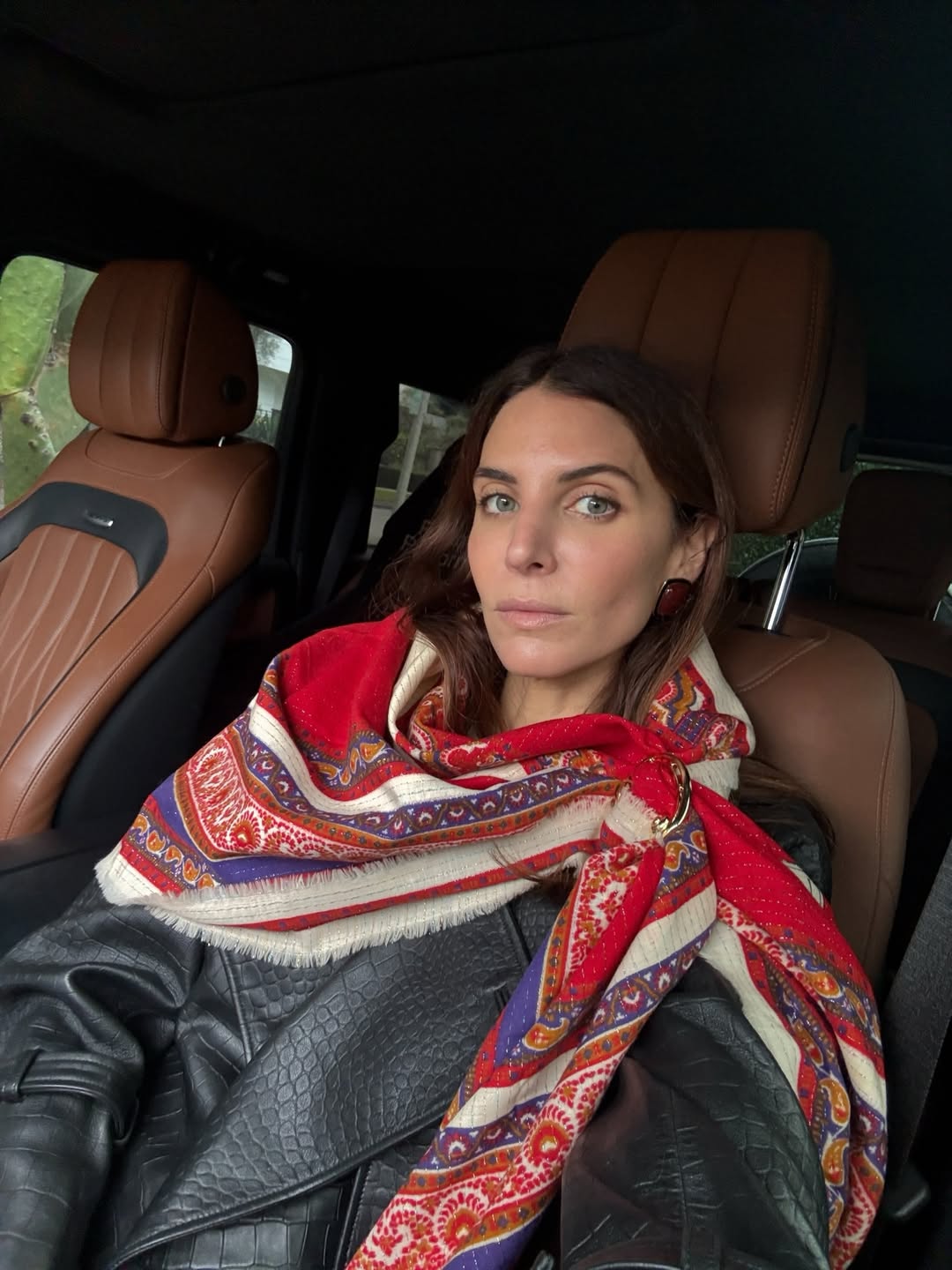 Jen Wonders wearing a scarf