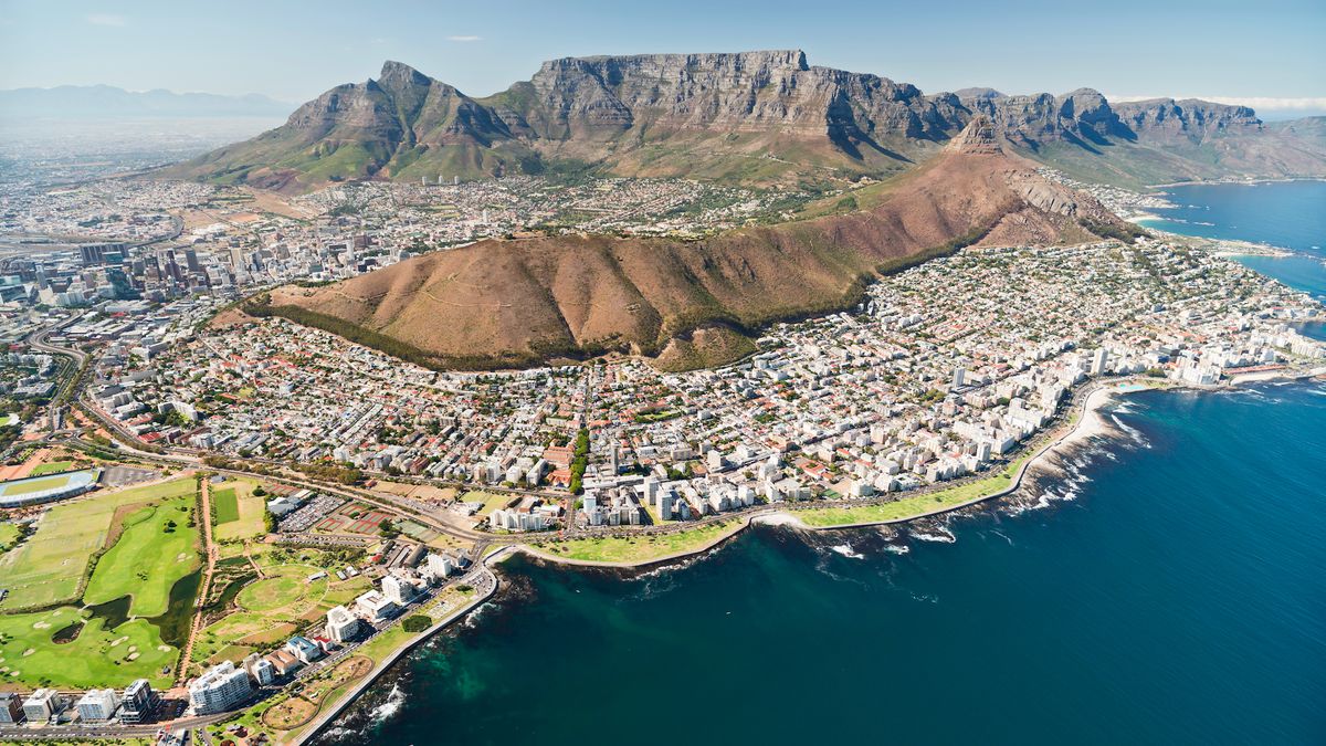 South Africa, aerial view of Cape Town