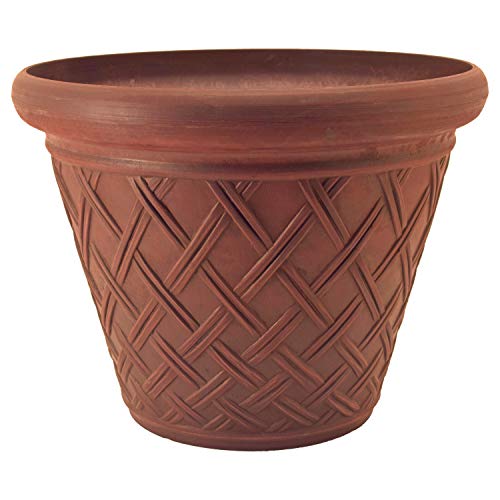Psw Pot Collection Basket Weave Planter Pot for Indoor and Outdoor Plants and Gardens, 18-Inch, Terra Cotta Color