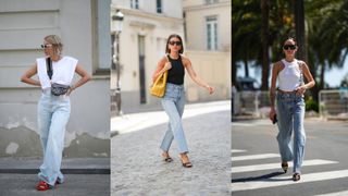 street style influencers showing what to wear to a concert jeans and a tank