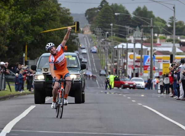 Pearson crosses the line for an historic second victory in the Warrnambool.