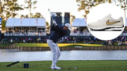 Rory McIlroy hits a tee shot at the 17th hole of the Players Championship