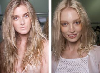 Model's make-up in shades of peach