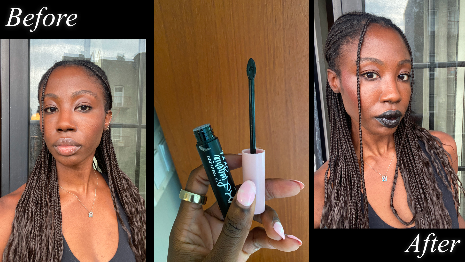 Ama Kwarteng testing Nyx Lip Lingerie