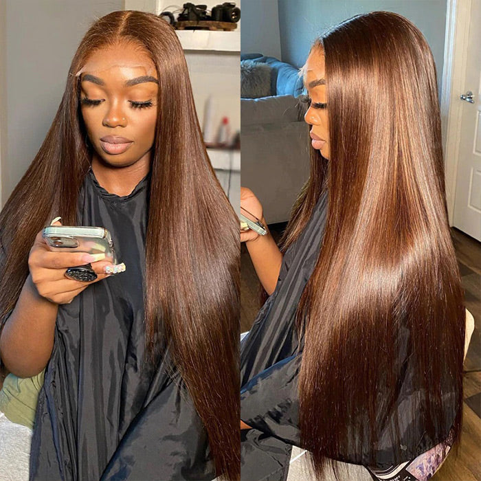 #4 Chocolate Brown 13x4 Hd Lace Front Wigs Human Hair Wigs for Women Pre Plucked