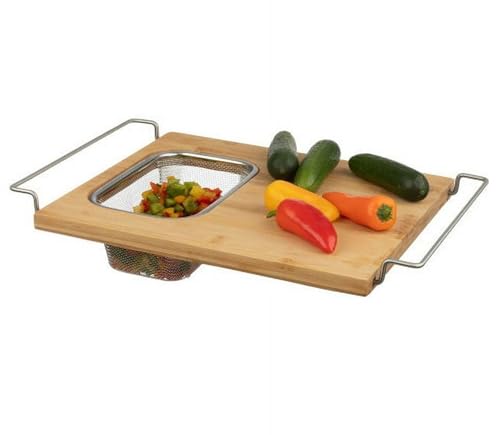 Cutting Board Over the Sink Chopping Board With Removable Strainer Kitchen Countertop Expandable Sink Wash Tray Fruit Vegetable Food Prep Board Home Office