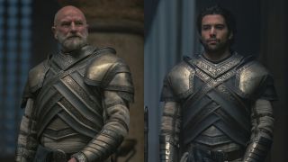 From left to right: Graham McTavish as Ser Harrold Westerling and Fabien Frankel as Ser Criston Cole.