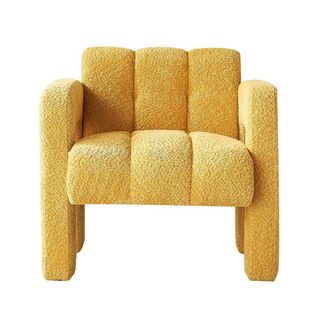 31.10" Boucle Upholstered Yellow Accent Chair, Modern Wood Frame Armchair - Maison Boucle