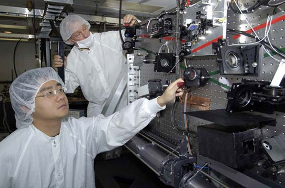 Engineers at the Jet Propulsion Laboratory working on components for NASA's SIM mission, which was eventually canceled.