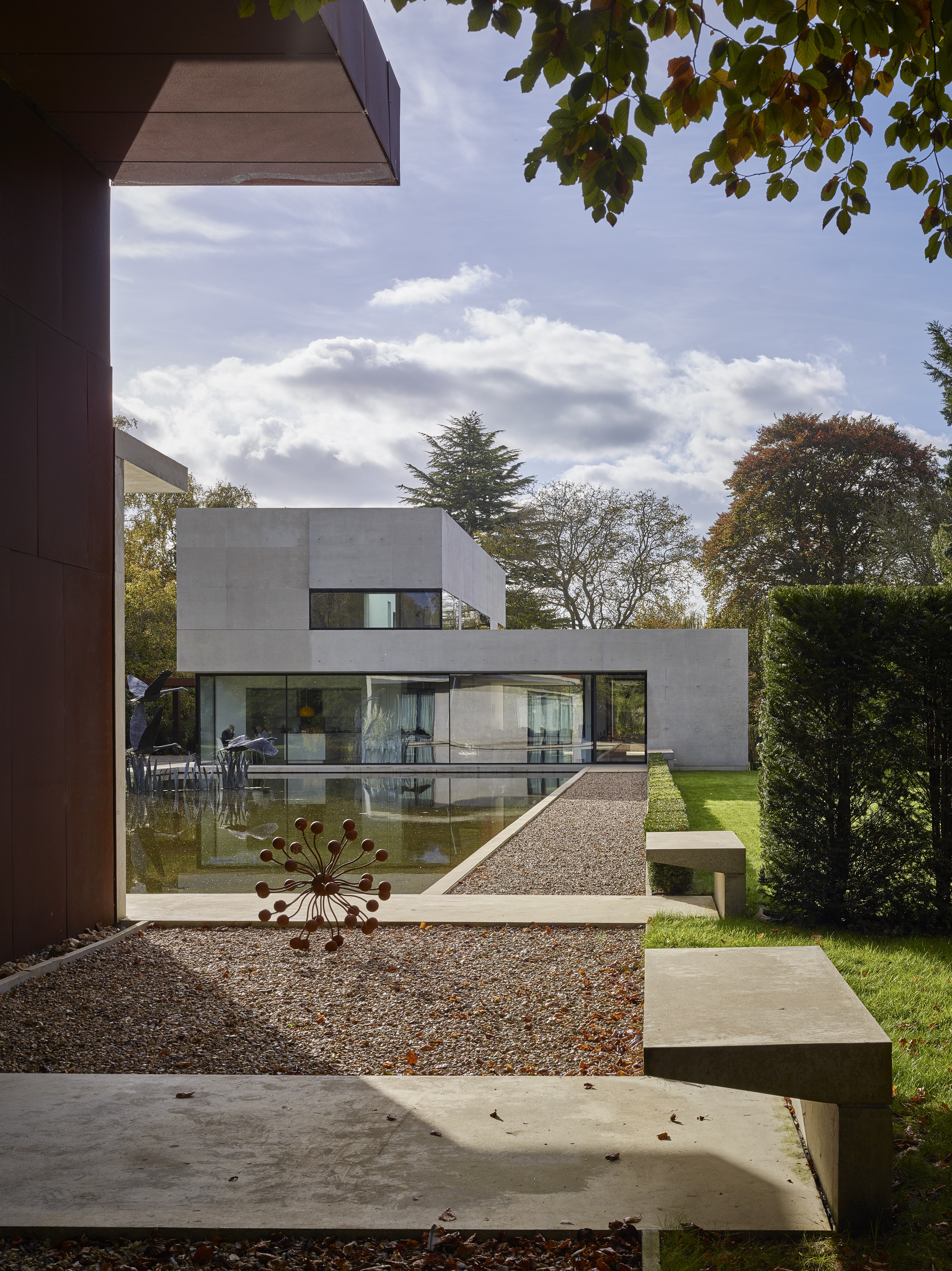 Pheasants house exterior, showing the geometrical style of the building