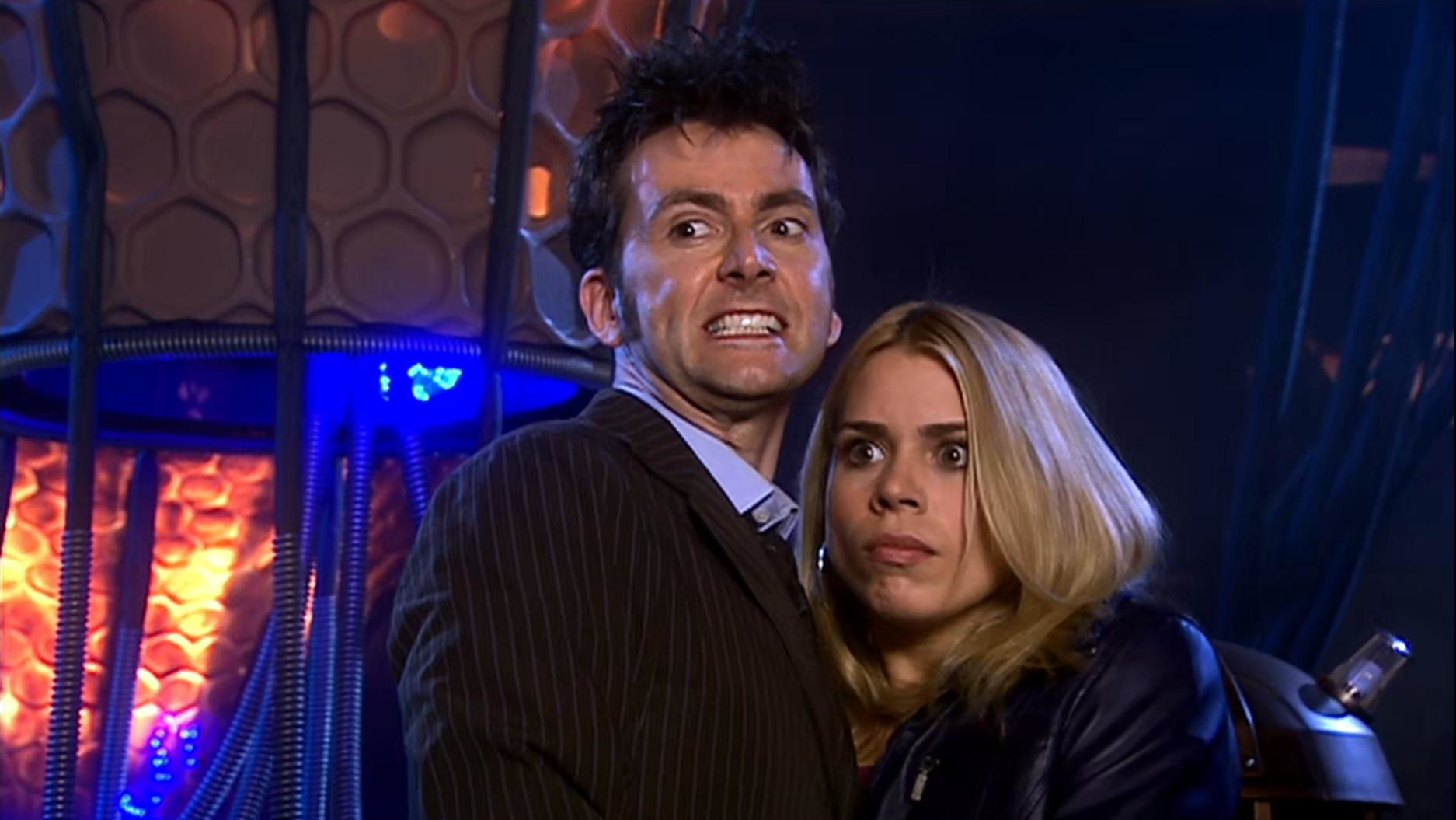 David Tennant and Billie Piper as The Doctor and Rose Tyler in Doctor Who.