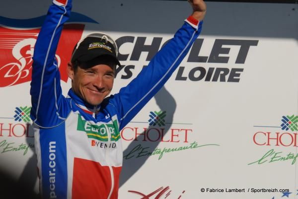 French champion Thomas Voeckler (Europcar) on the podium.