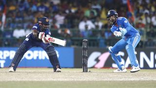 Charith Asalanka plays a shot ahead of the India vs Sri Lanka live stream of the Asia Cup Final 2023