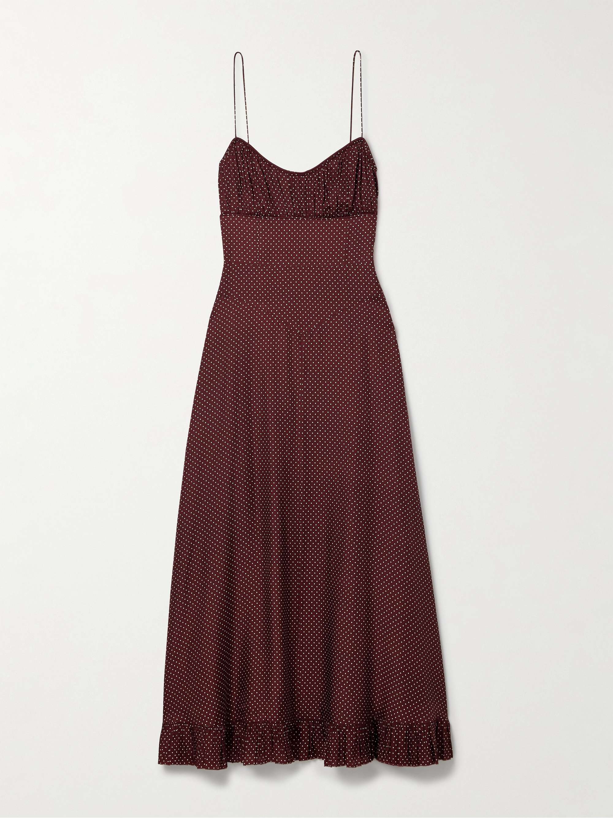 Rosaria Gathered Polka-Dot Silk-Blend Midi Dress