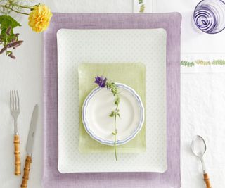 Place setting by Nina Campbell in greens