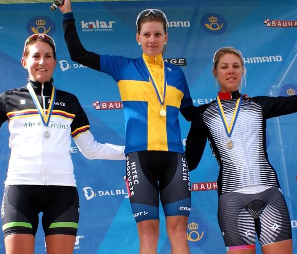 Swedish women's time trial podium (l-r): Malin Rydlund, Emma Johansson, Emilia Fahlin