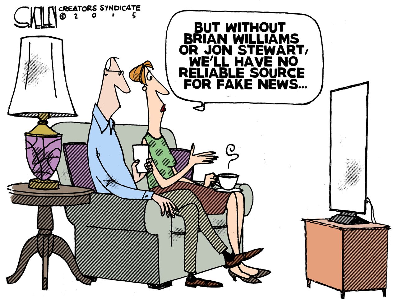 Editorial cartoon U.S. news anchors