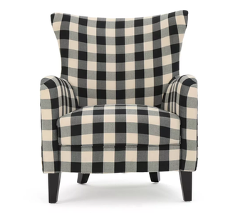 plaid patterned accent chair