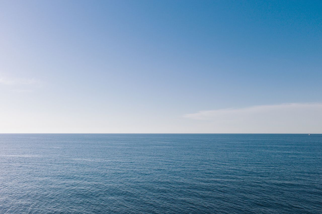 A view of open water on the sea, with nothing on it.