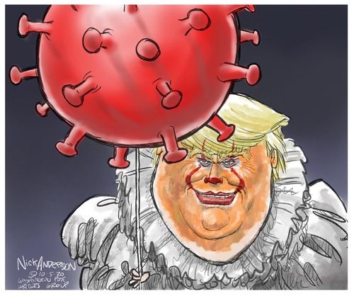 Political Cartoon U.S. Trump Pennywise COVID It