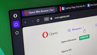 Close-up photo of Opera Browser with sidebar and tab islands