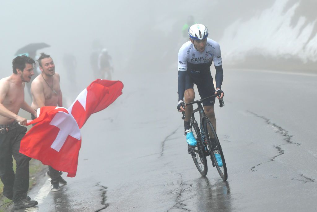 THYON 2000 LES COLLONS SWITZERLAND MAY 01 Michael Woods of Canada and Team Israel StartUp Nation attacks at Thyon 2076m during the 74th Tour De Romandie 2021 Stage 4 a 1613km stage from Sion to Thyon 2000 Les Collons 2076m Fans Public TDR2021 TDRnonstop UCIworldtour on May 01 2021 in Thyon 2000 Les Collons Switzerland Photo by Luc ClaessenGetty Images