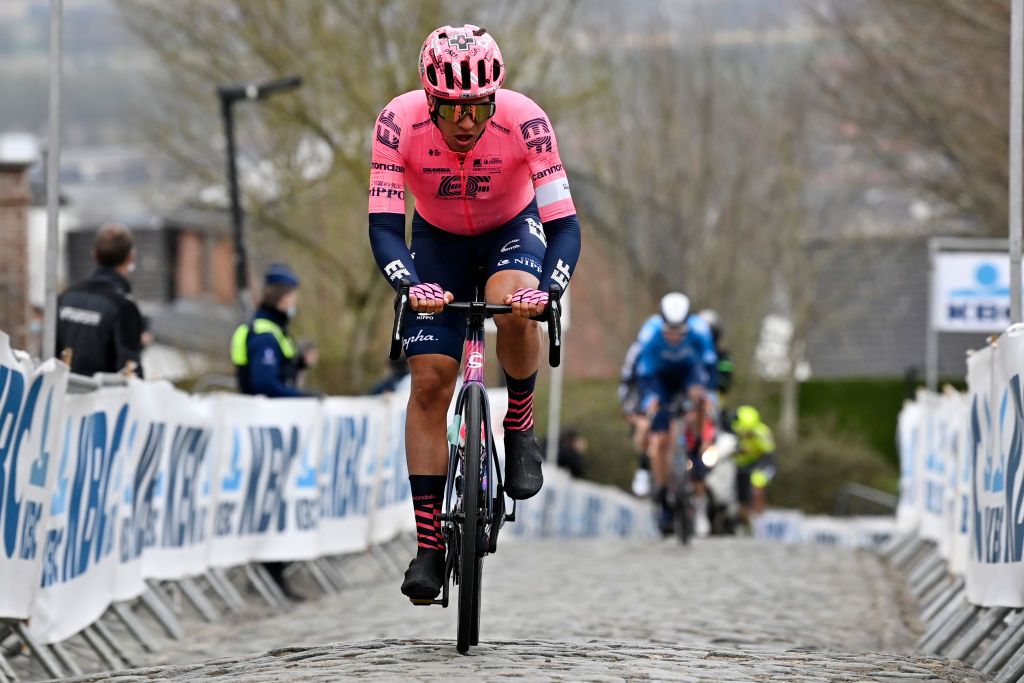 Swiss Stefan Bissegger of EF Education First Pro Cycling pictured in action during the 105th edition of the Ronde van Vlaanderen Tour des Flandres Tour of Flanders one day cycling race 254km from Antwerp to Oudenaarde Sunday 04 April 2021 BELGA PHOTO DIRK WAEM Photo by DIRK WAEMBELGA MAGAFP via Getty Images