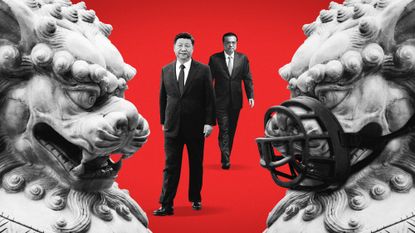 Xi Jinping and Li Keqiang with imperial lions
