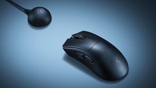 A Razer DeathAdder V4 Pro in a spotlight