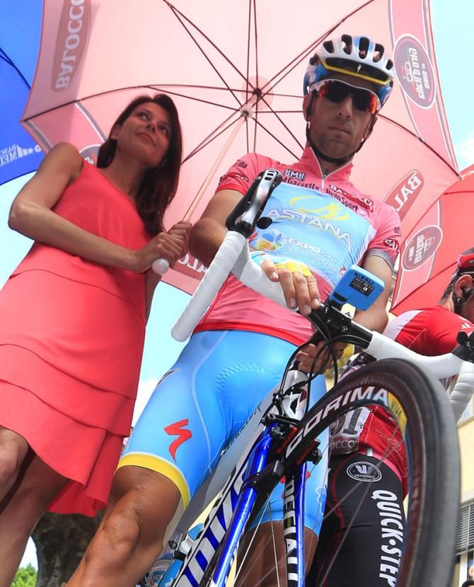Giro d'Italia leader Vincenzo Nibali (Astana) awaits the start of stage 9 in Sansepolcro