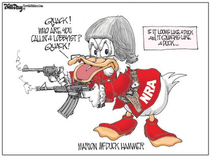Political Cartoon NRA Quacks Like A Duck Lobbyists