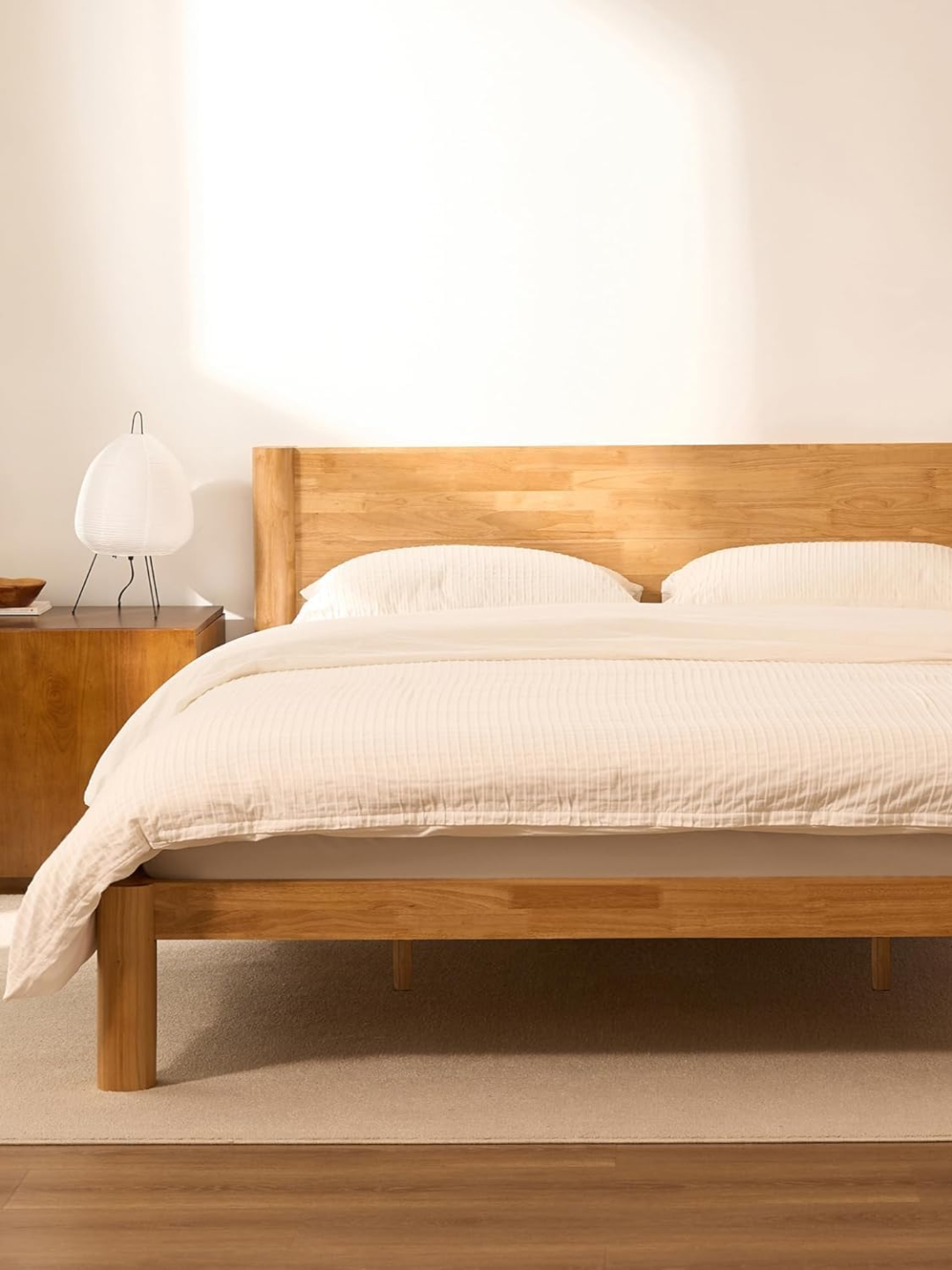 A Japanese joinery wood bed frame from FLEXISPOT