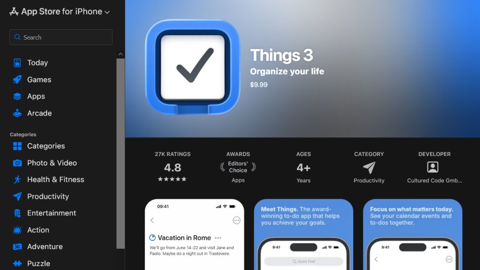 Things 3 website screenshot (January 2026).