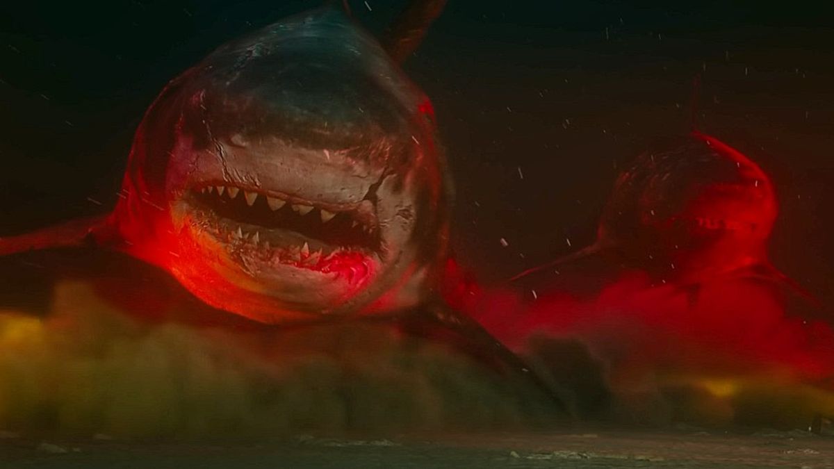 Two megalodons from The Meg 2: The Trench